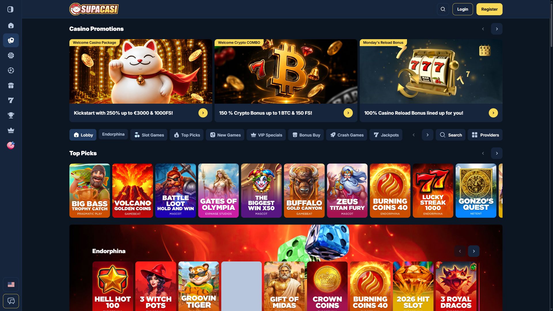 SupaCasi — Lobby (Desktop)