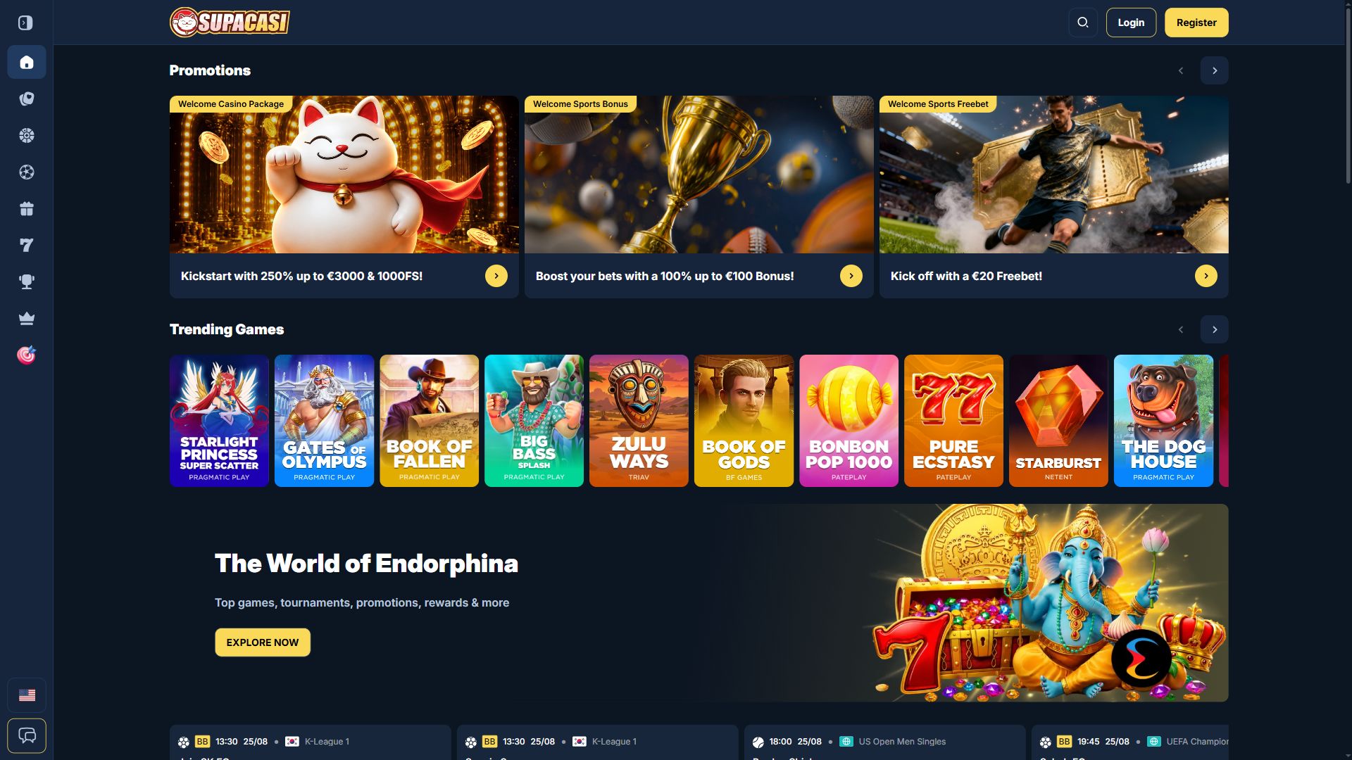 SupaCasi — Homepage (Desktop)