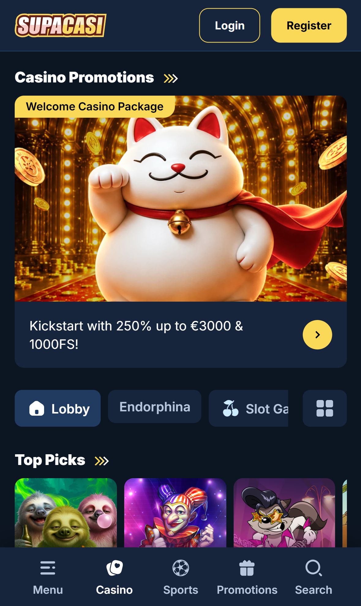 Supacasi — Lobby (Mobile)