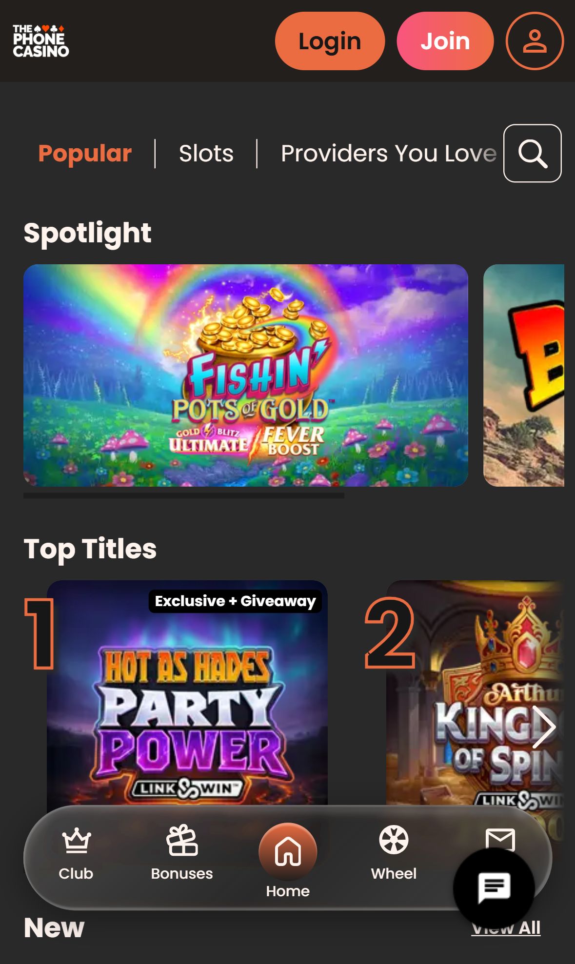 The Phone Casino — Lobby (Mobile)