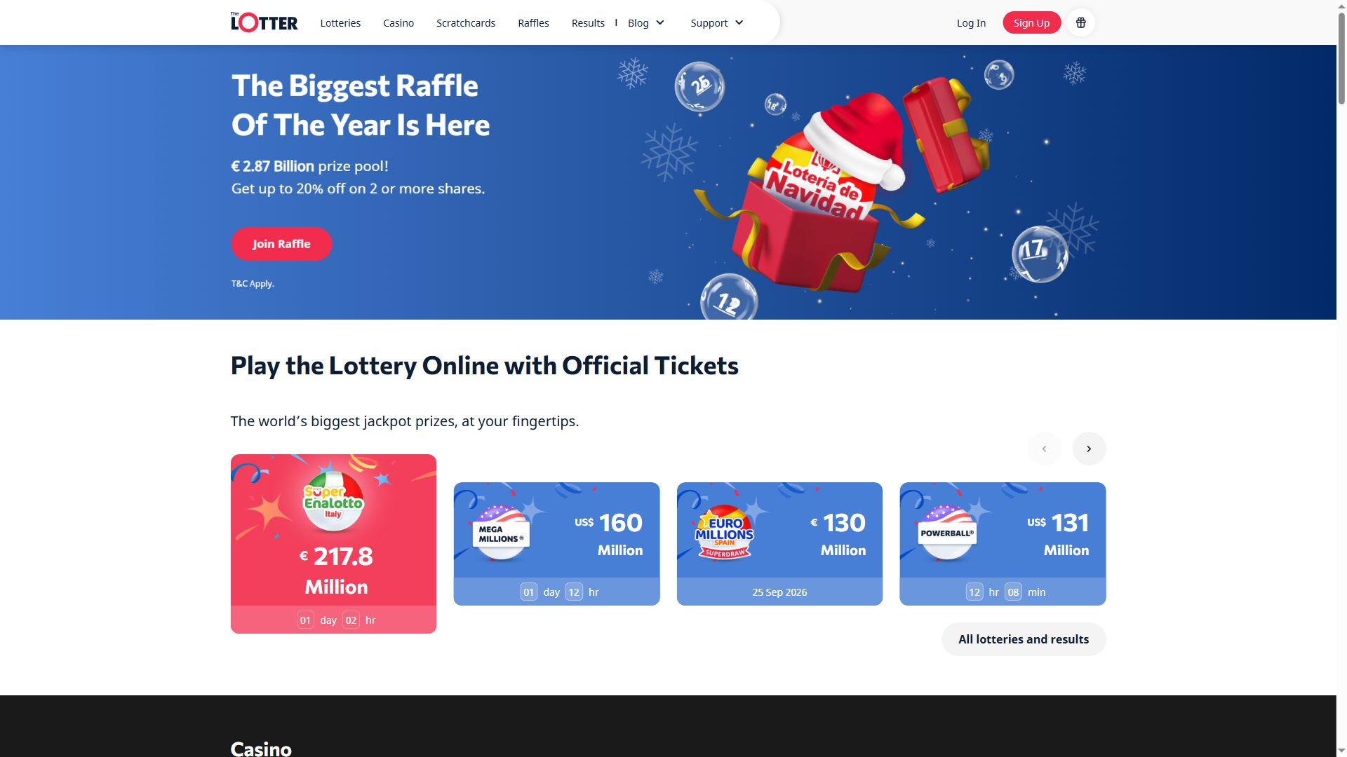 The Lotter — Startseite (Desktop)