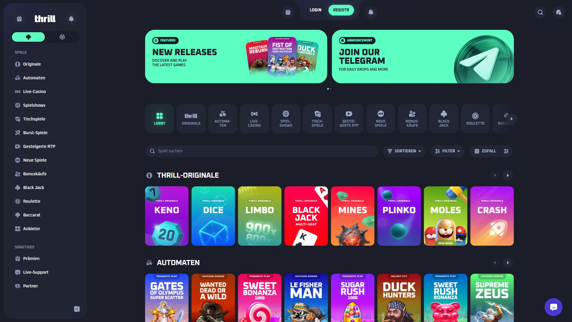 Thrill — Lobby (Desktop)