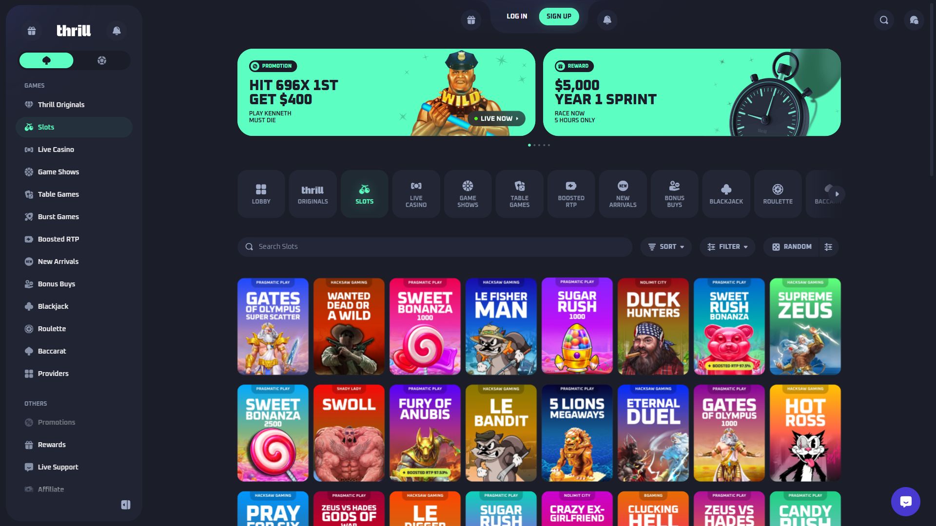 Thrill — Lobby (Desktop)