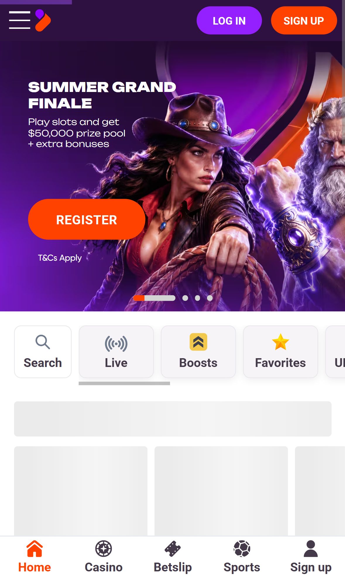 TonyBet — Homepage (Mobile)