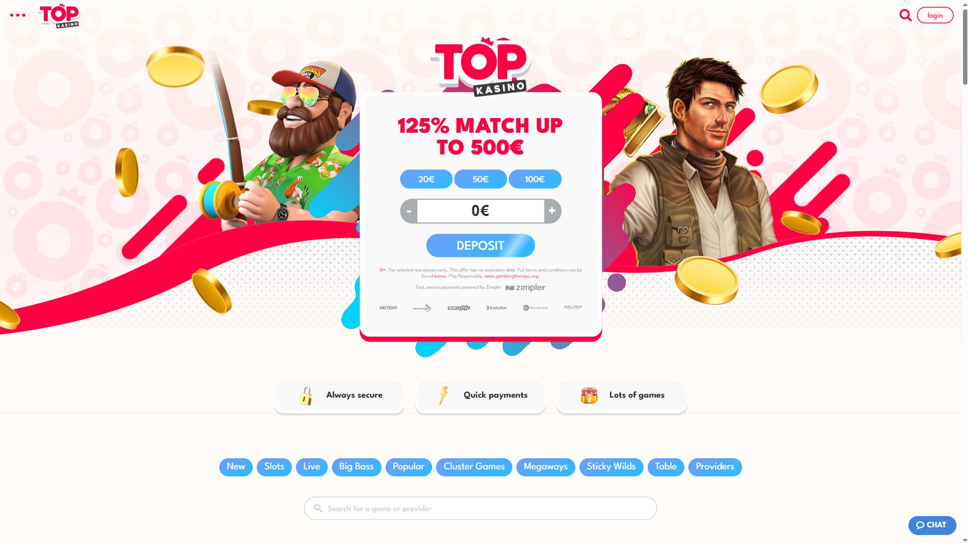 Topkasino — Homepage (Desktop)