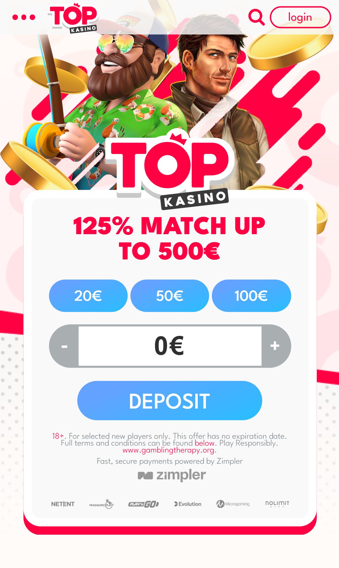 Topkasino — Lobby (Mobile)