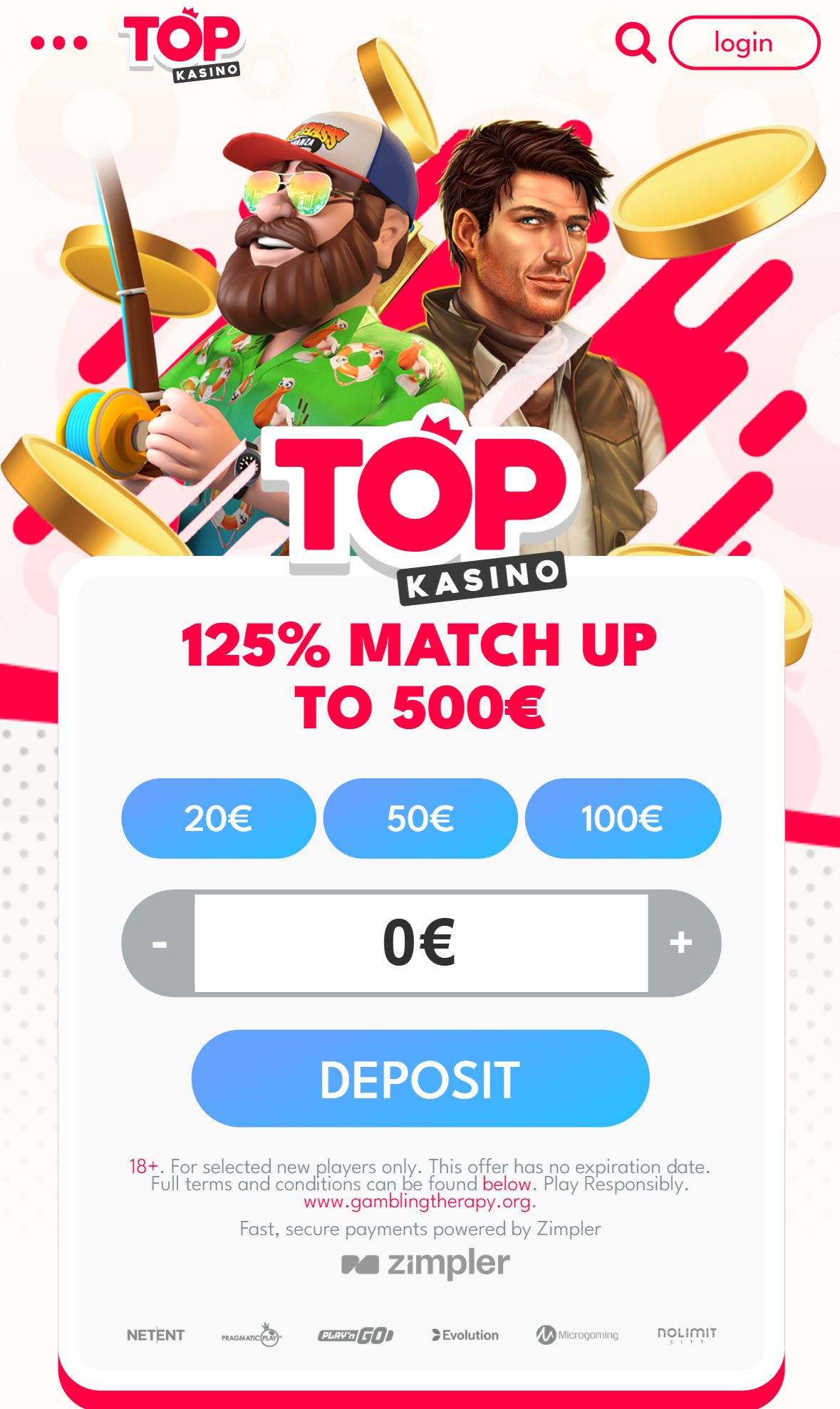 Topkasino — Homepage (Mobile)