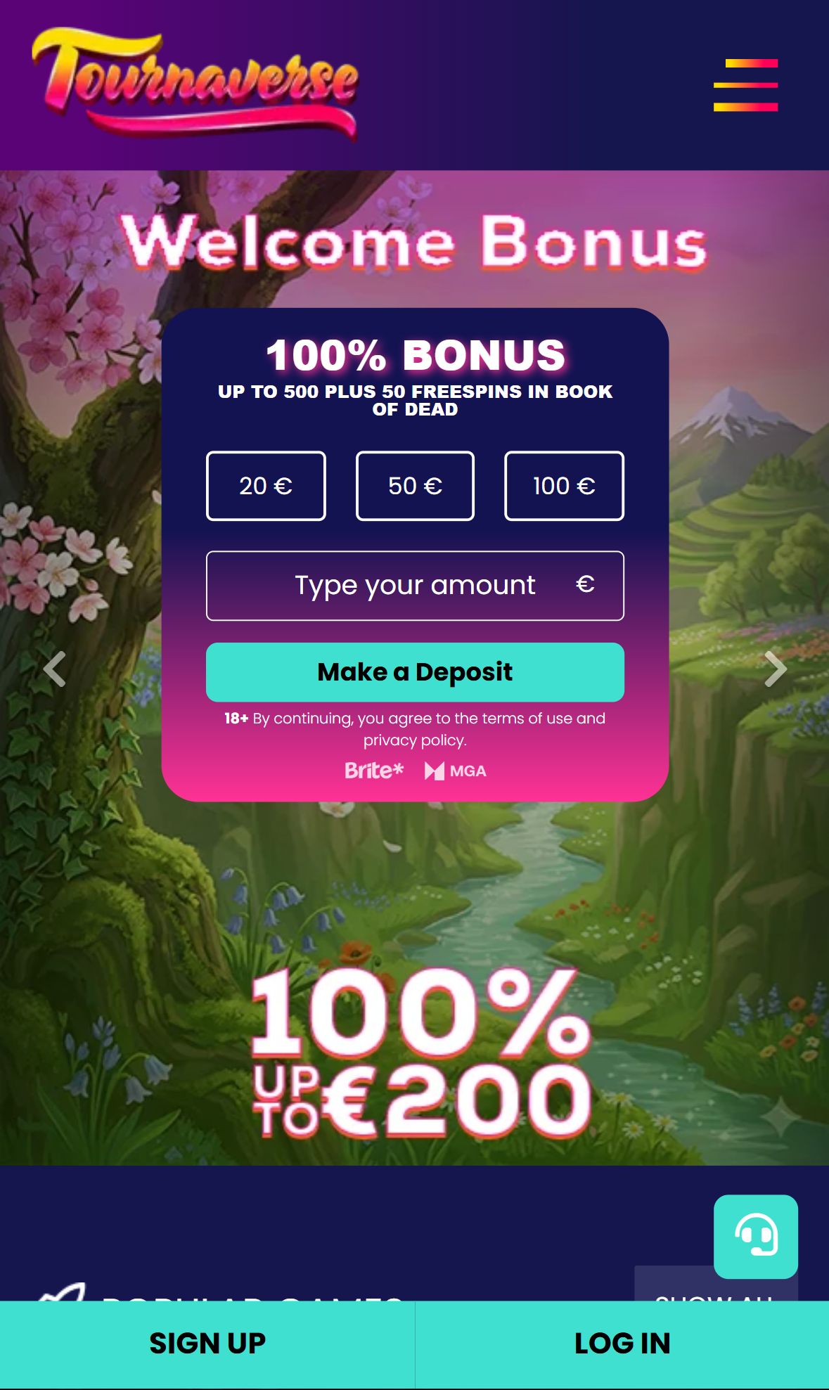Tournaverse — Startseite (Mobil)