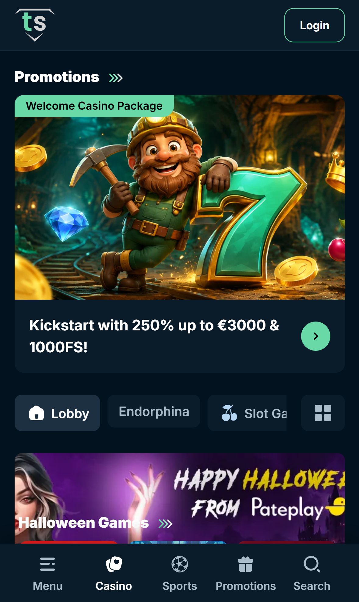 Treasure Spins — Lobby (Mobile)