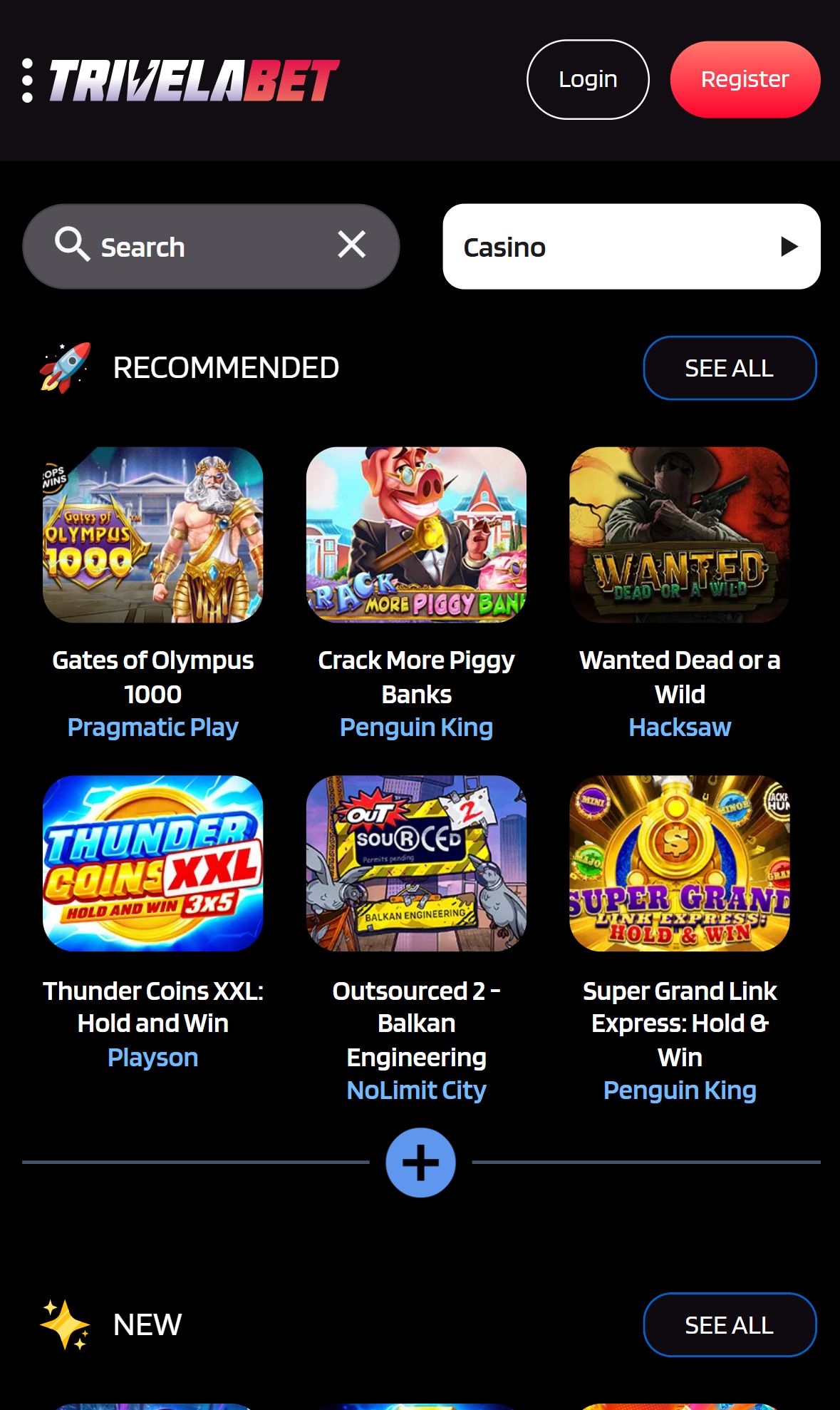Trivelabet — Lobby (Mobile)