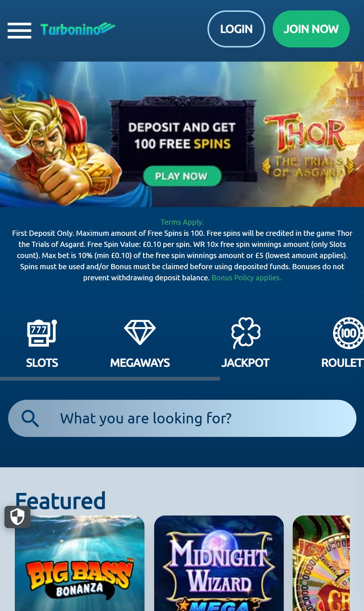 Turbonino — Homepage (Mobile)