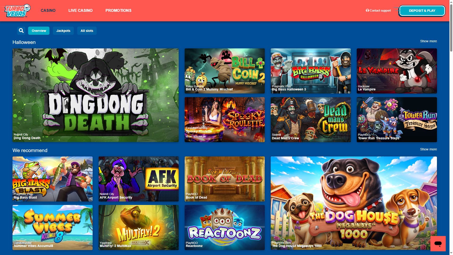 Turbo Vegas — Lobby (Desktop)