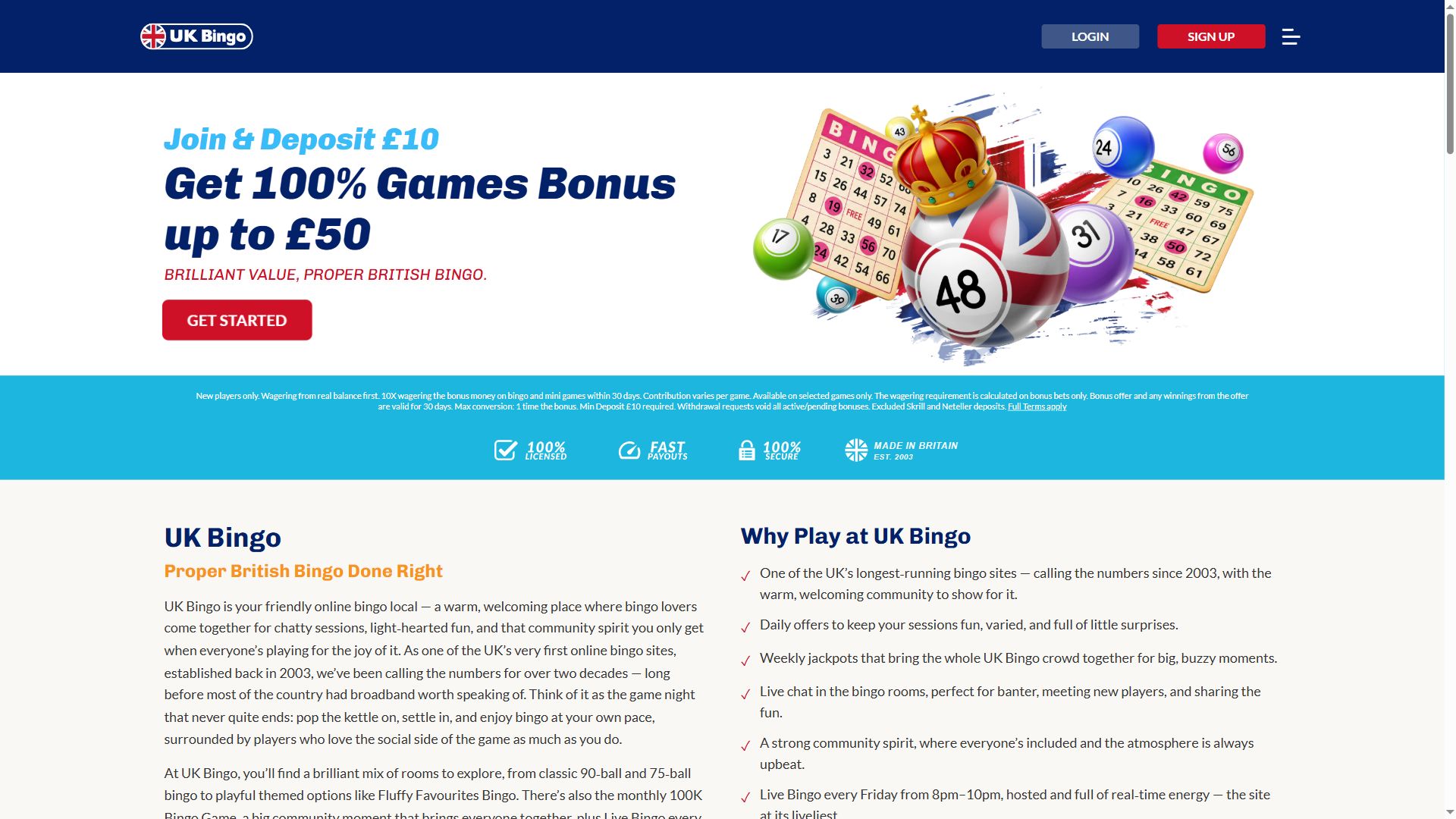 Uk Bingo — Homepage (Desktop)