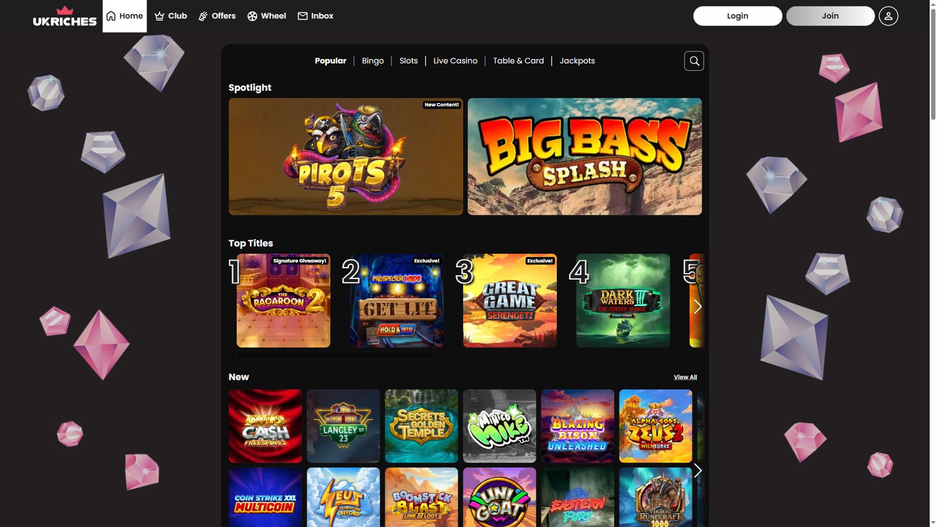 UK Riches — Lobby (Desktop)