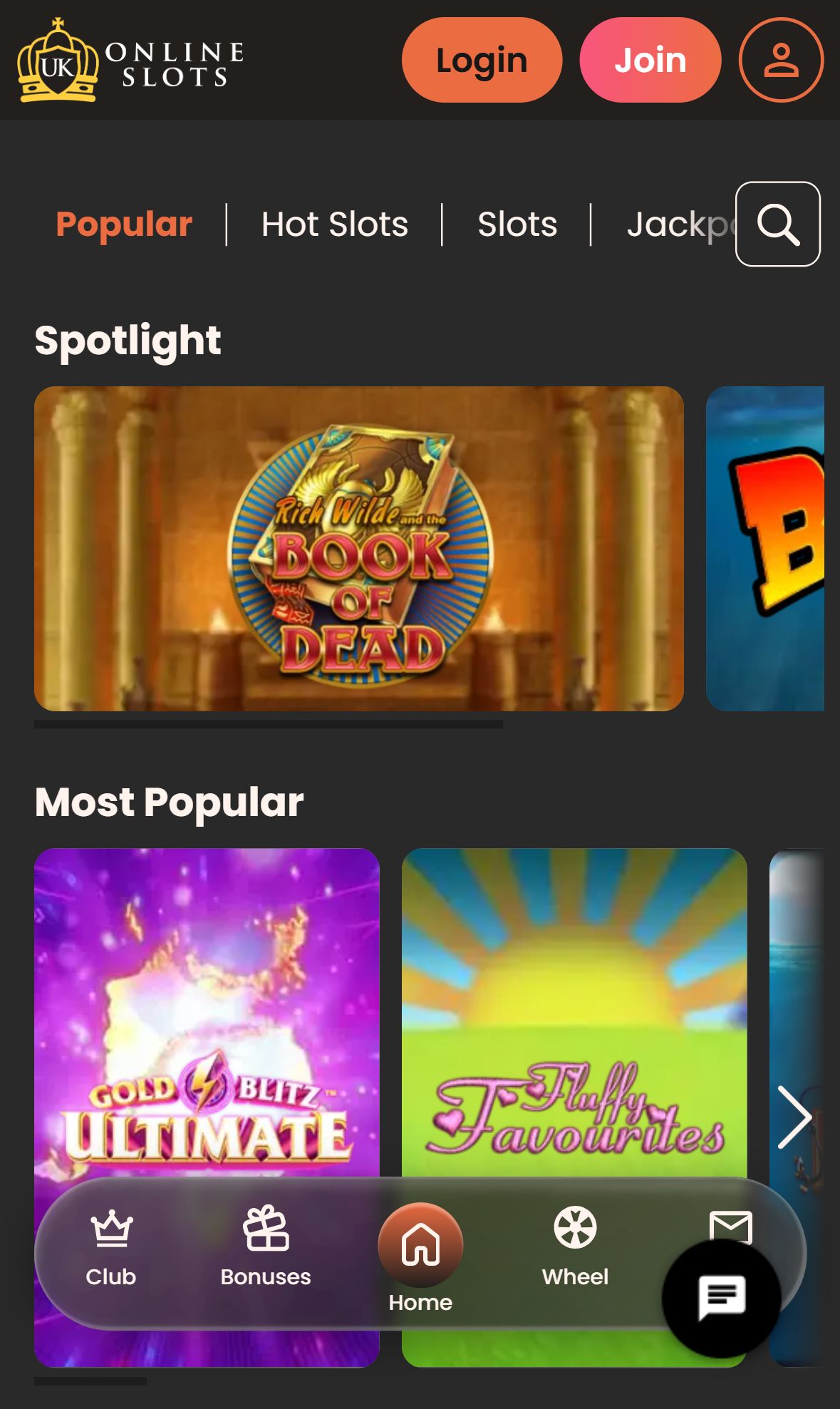 UK Online Slots — Lobby (Mobile)
