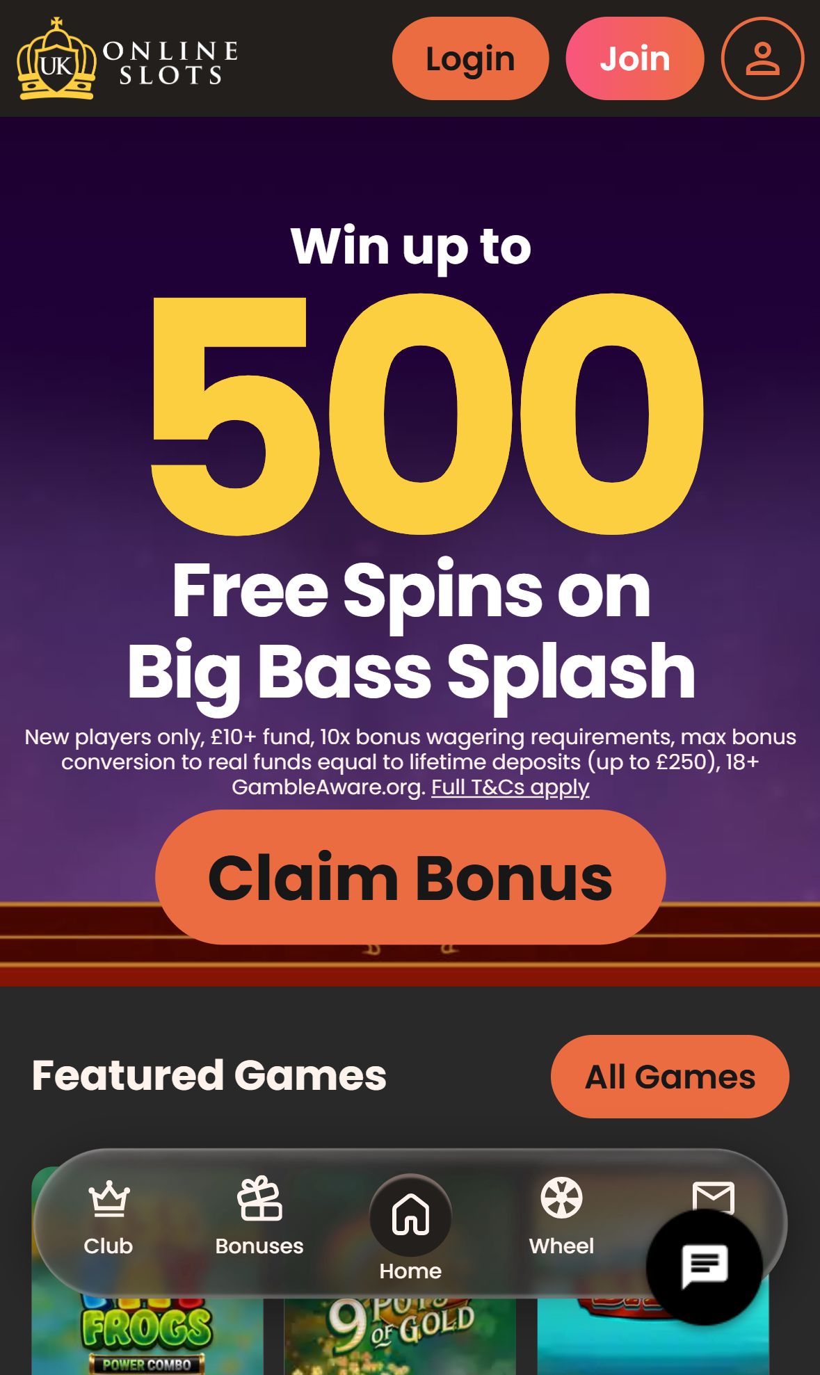 UK Online Slots — Homepage (Mobile)