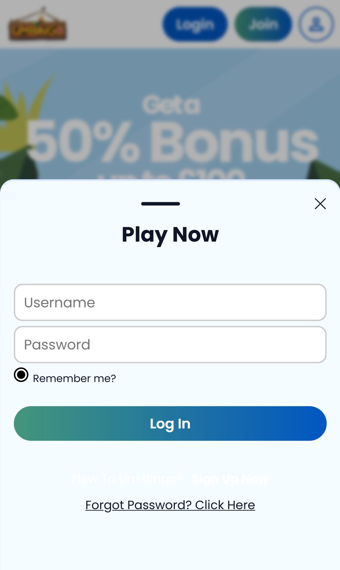 UMBingo — Homepage (Mobile)