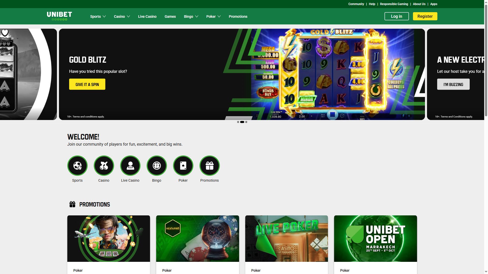 Unibet — Homepage (Desktop)