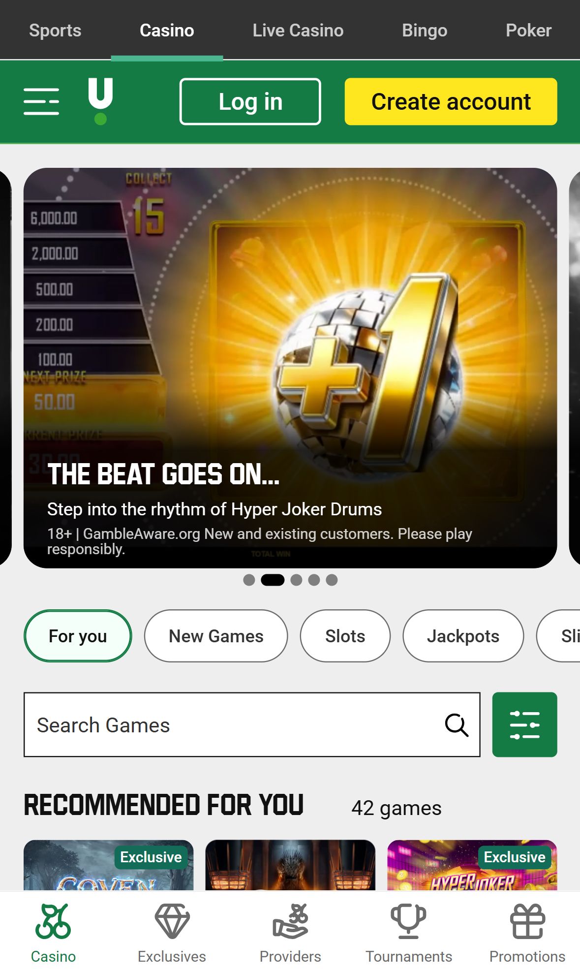 Unibet UK — Lobby (Mobile)
