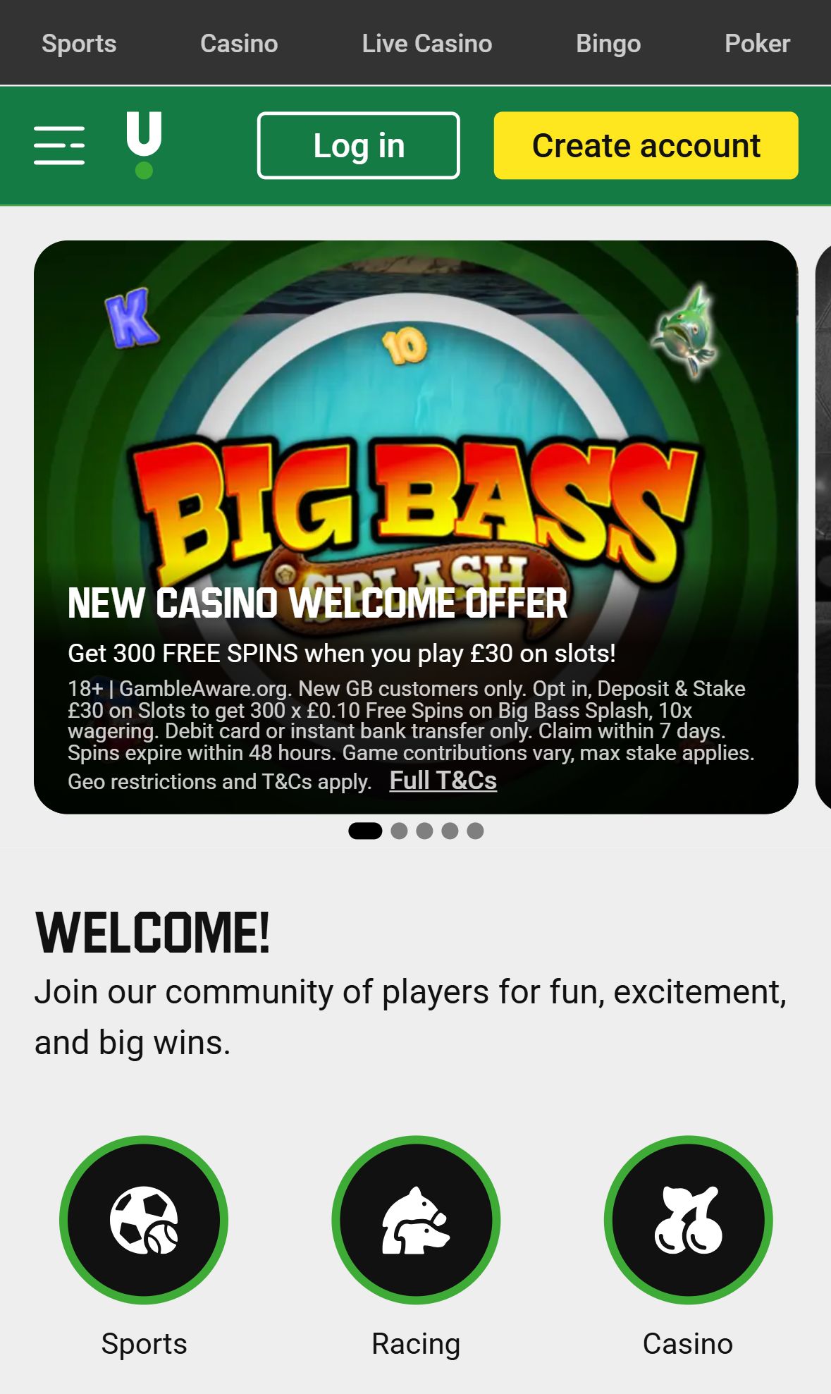 Unibet UK — Homepage (Mobile)