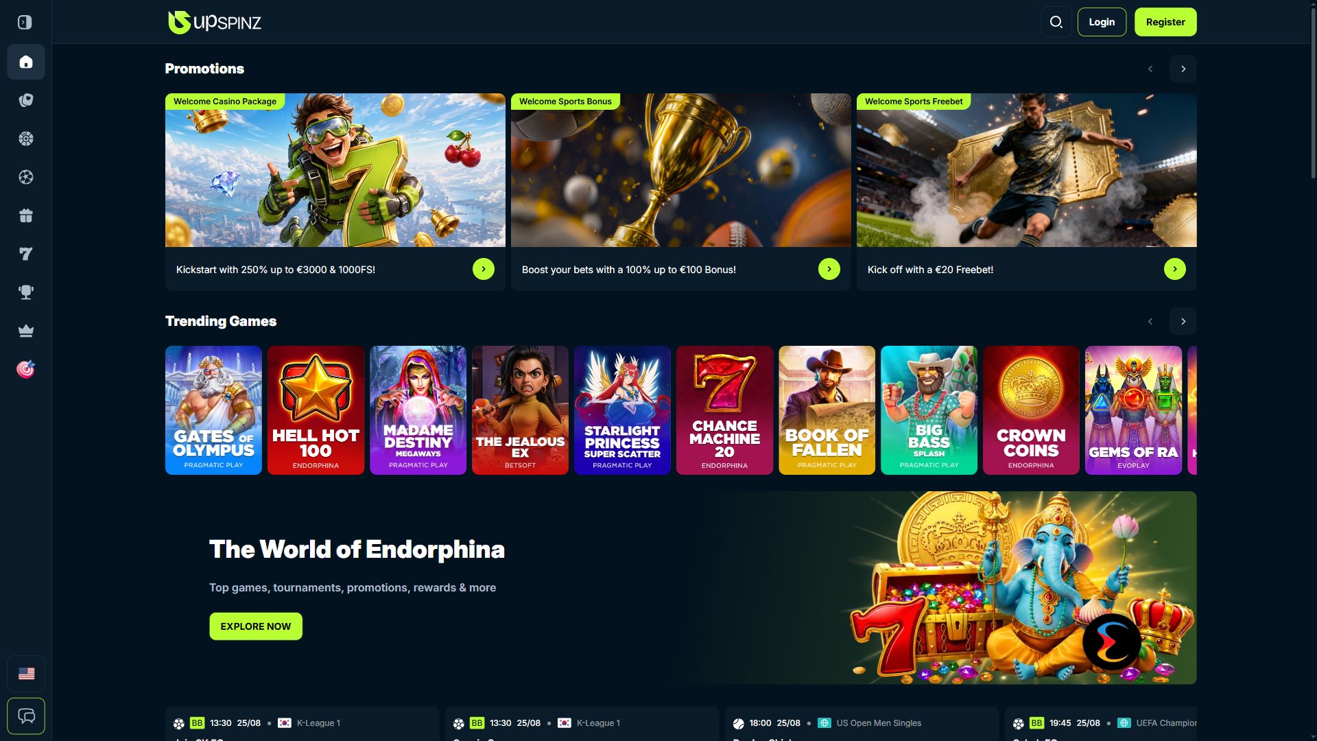 Upspinz — Homepage (Desktop)
