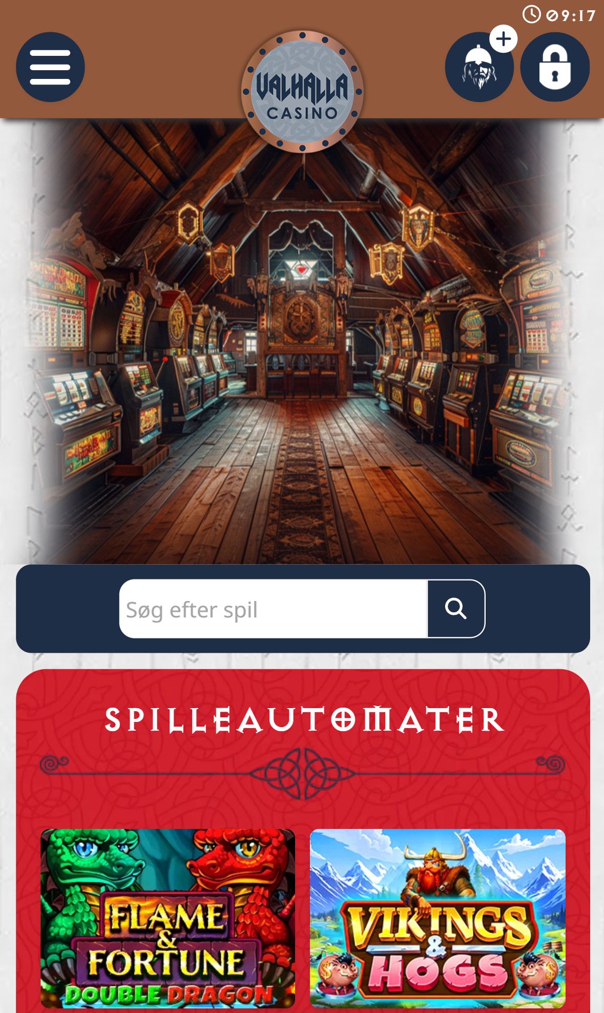 Valhalla Casino — Homepage (Mobile)
