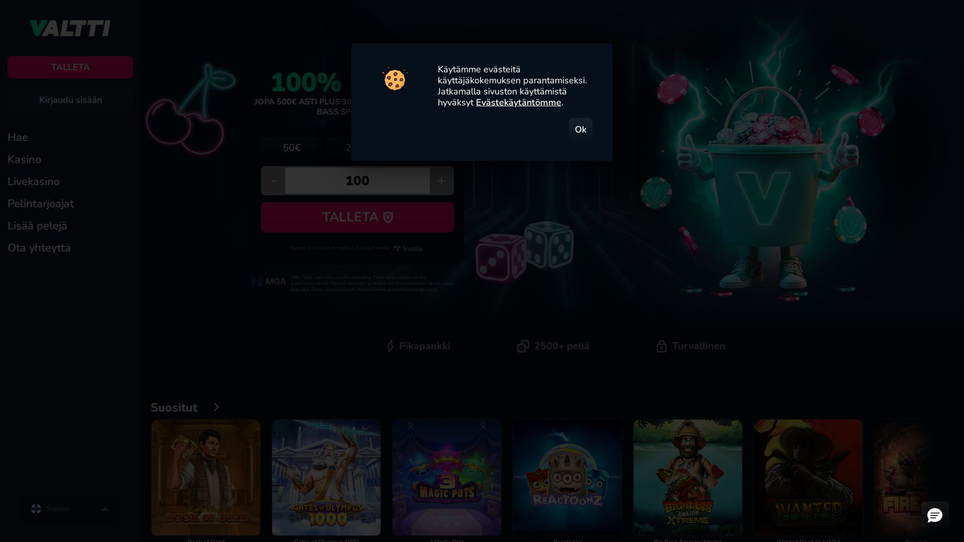 Valttikasino — Homepage (Desktop)