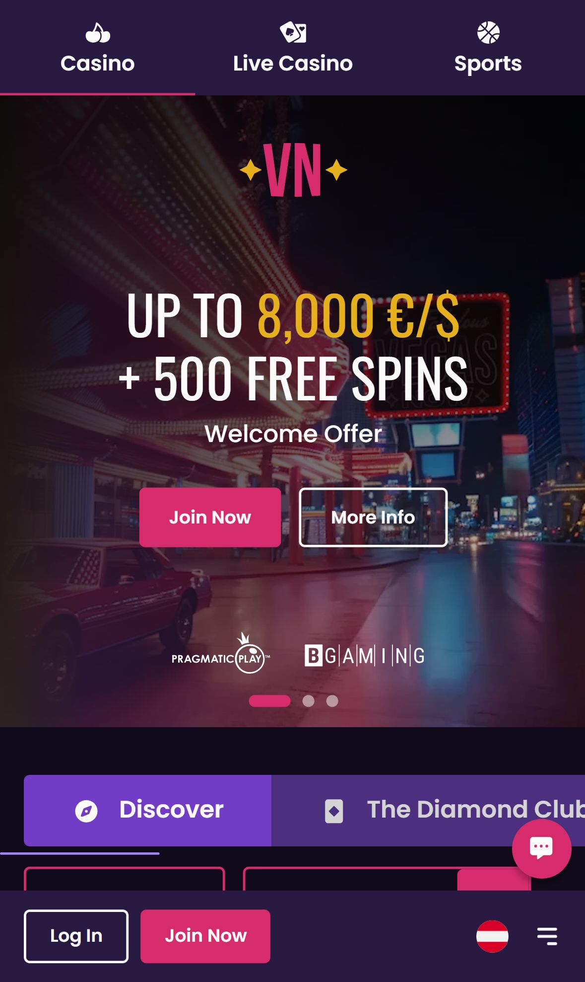 Vegasnow — Homepage (Mobile)