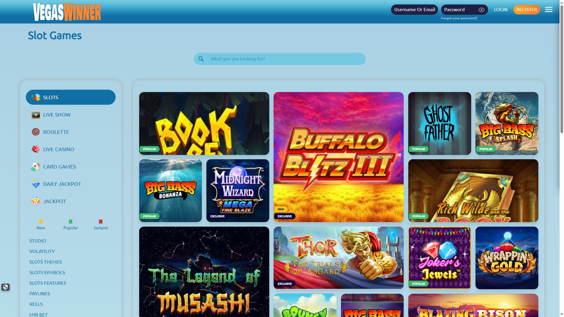 Vegas Winner — Lobby (Desktop)