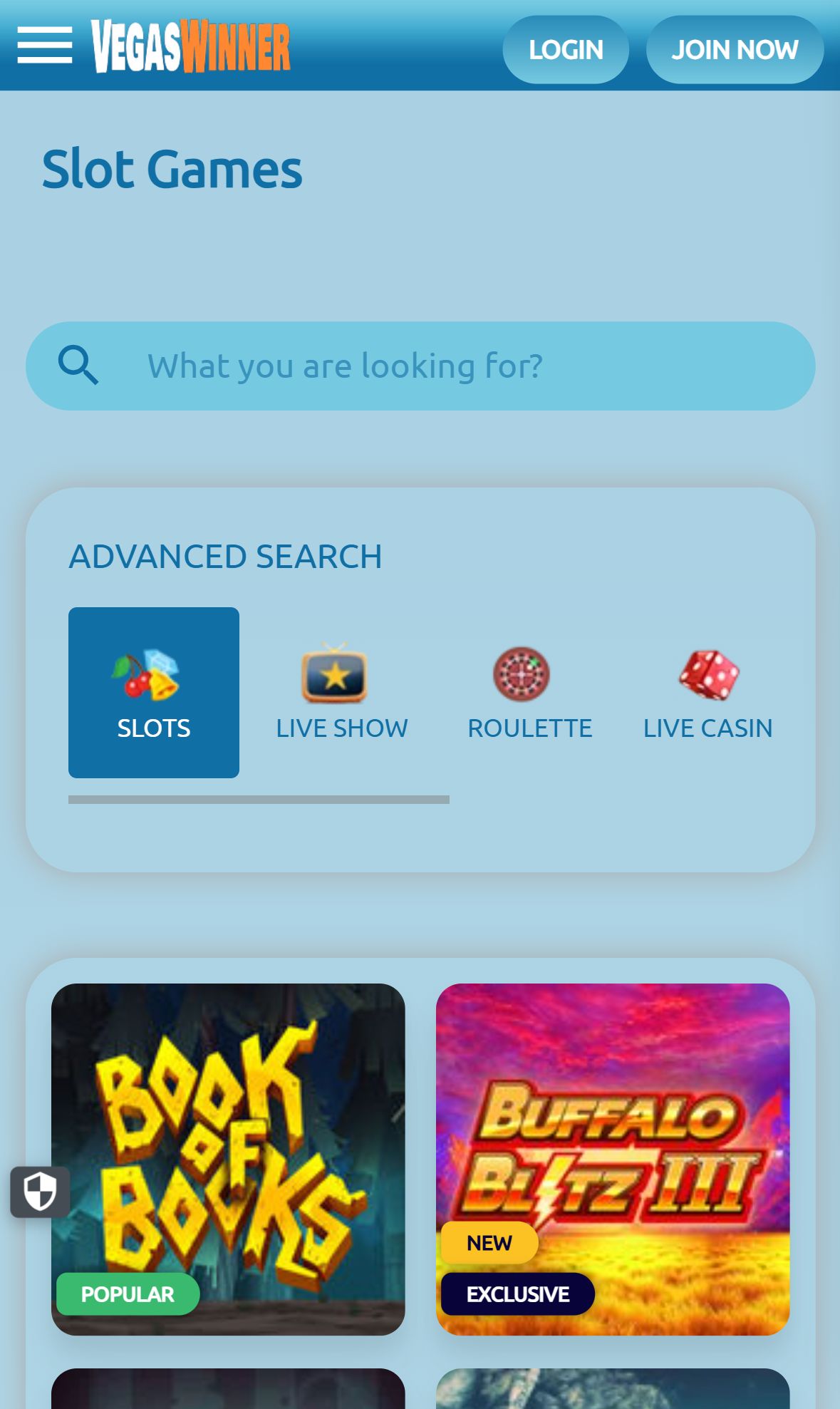 Vegas Winner — Lobby (Mobile)