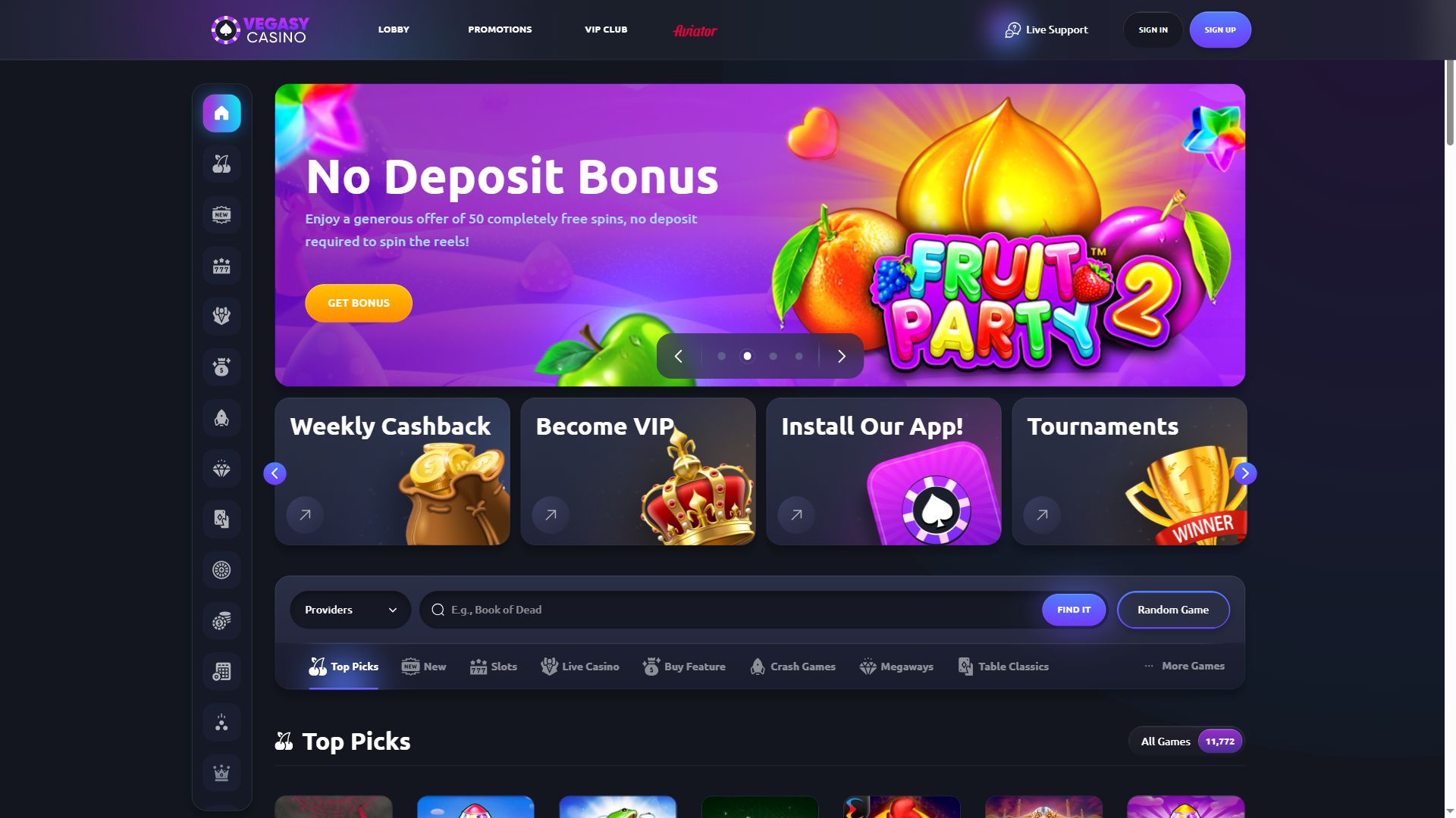 Vegas Legacy — Homepage (Desktop)