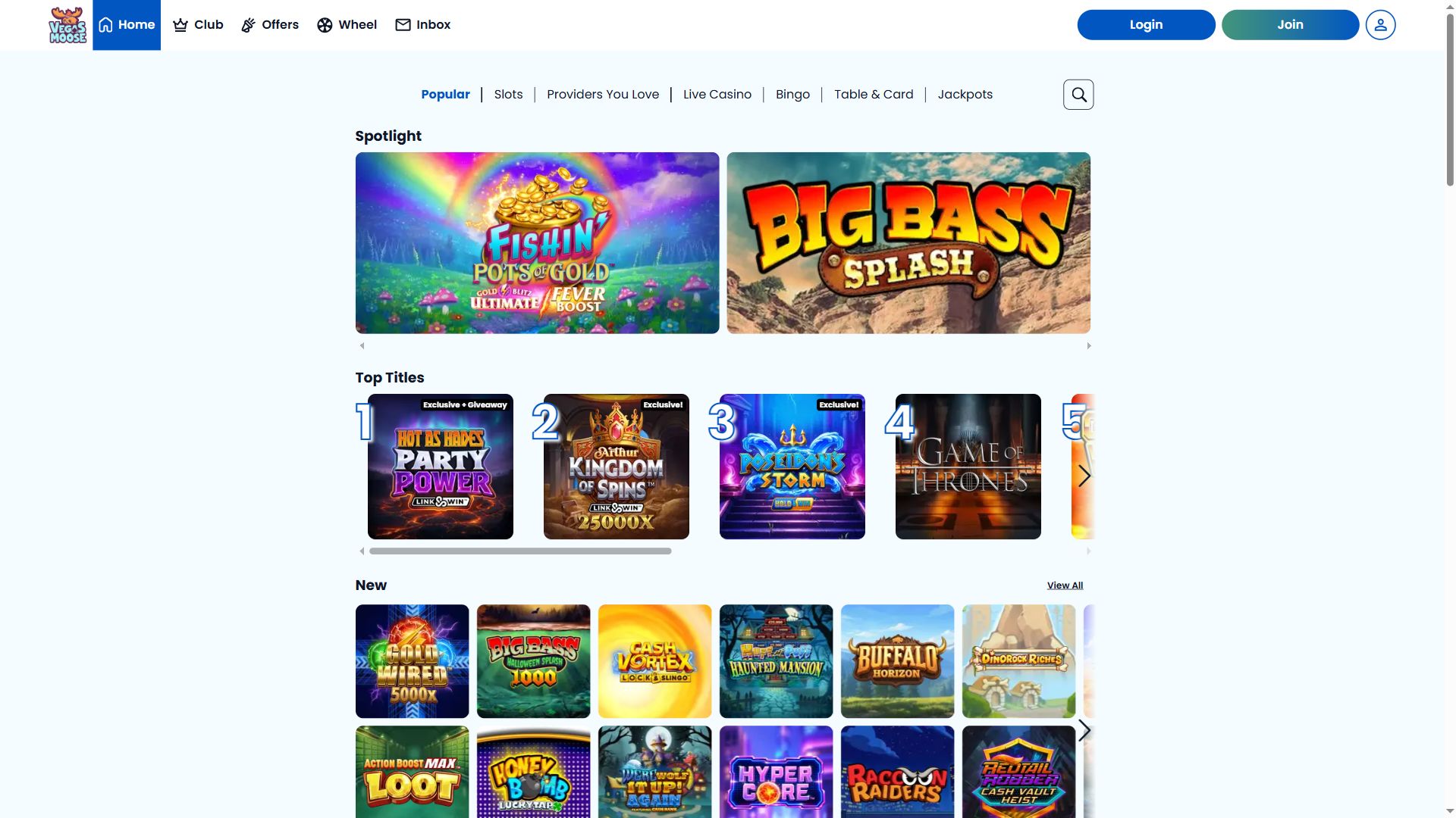 Vegas Moose — Lobby (Desktop)