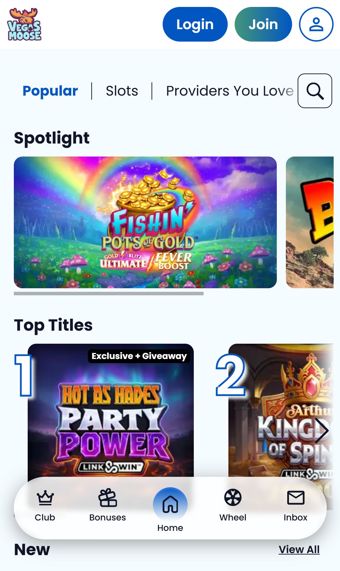 Vegas Moose — Lobby (Mobile)