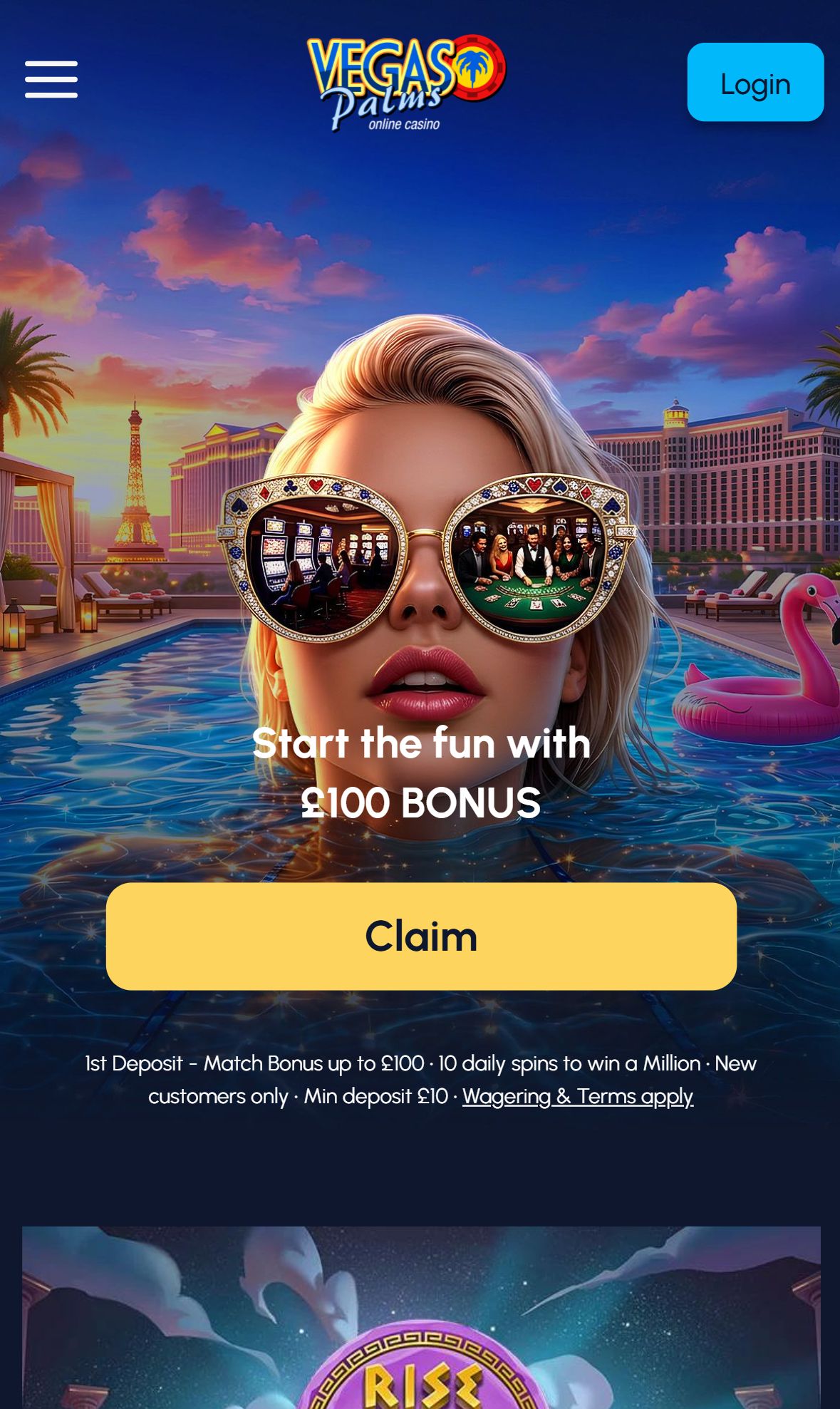 Vegas Palms Casino — Homepage (Mobile)