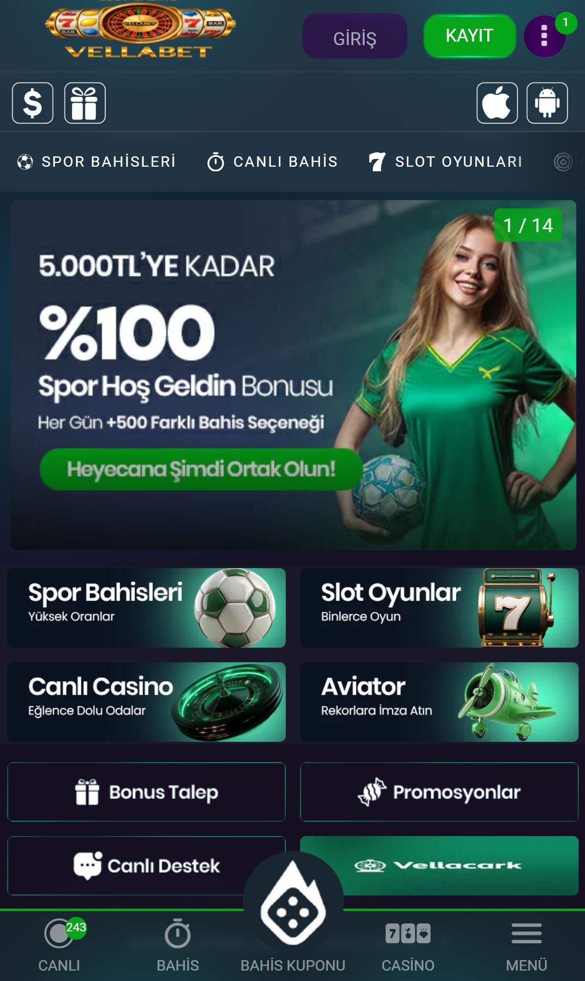 Vegasta — Homepage (Mobile)
