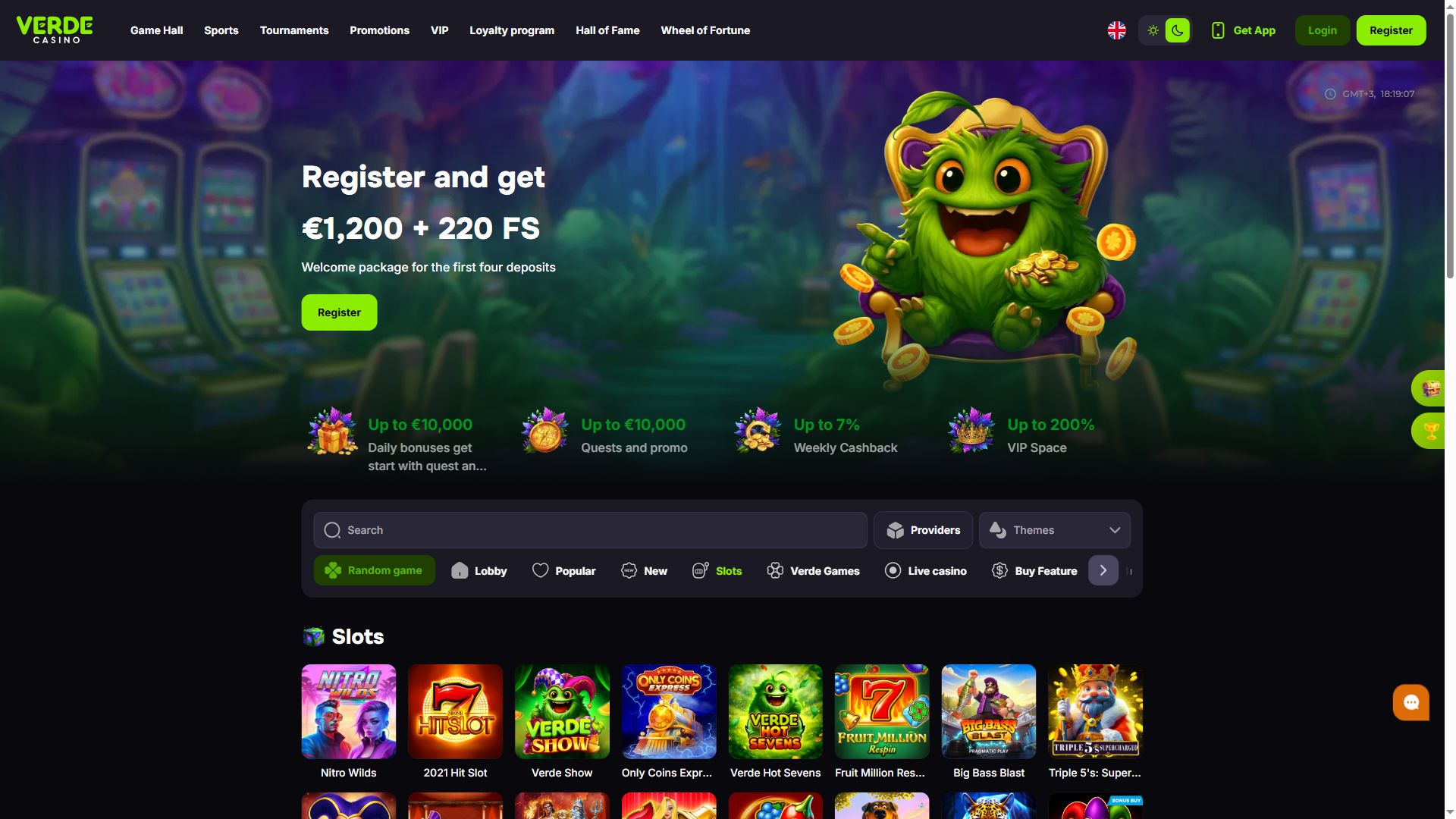Verdecasino — Lobby (Desktop)
