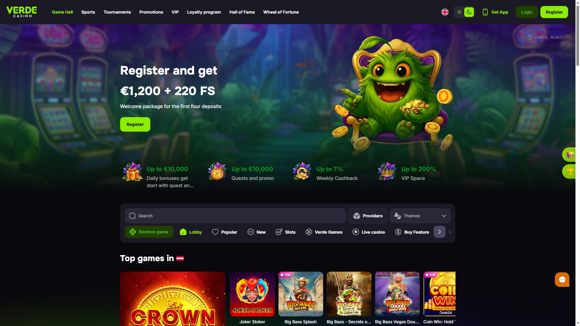 Verdecasino — Homepage (Desktop)