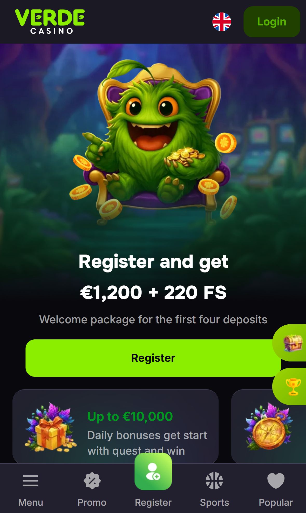 Verdecasino — Lobby (Mobile)