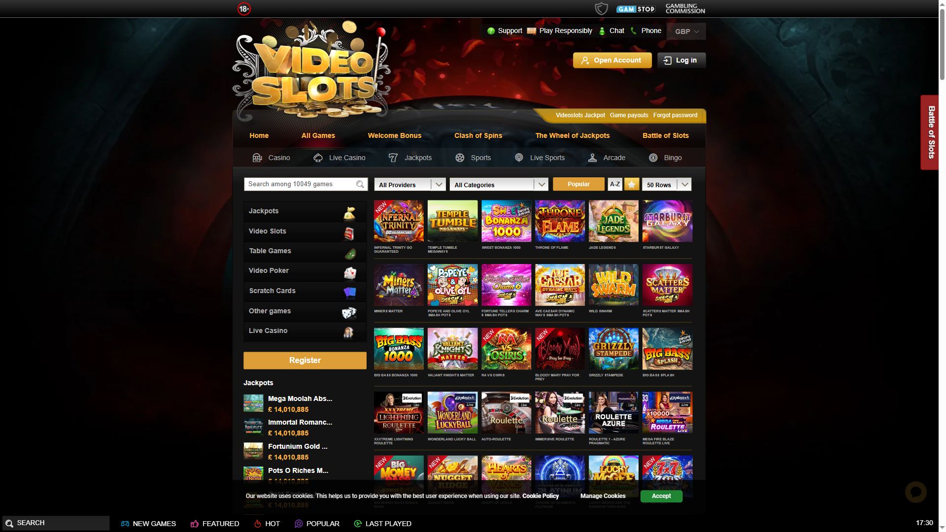 Videoslots — Lobby (Desktop)