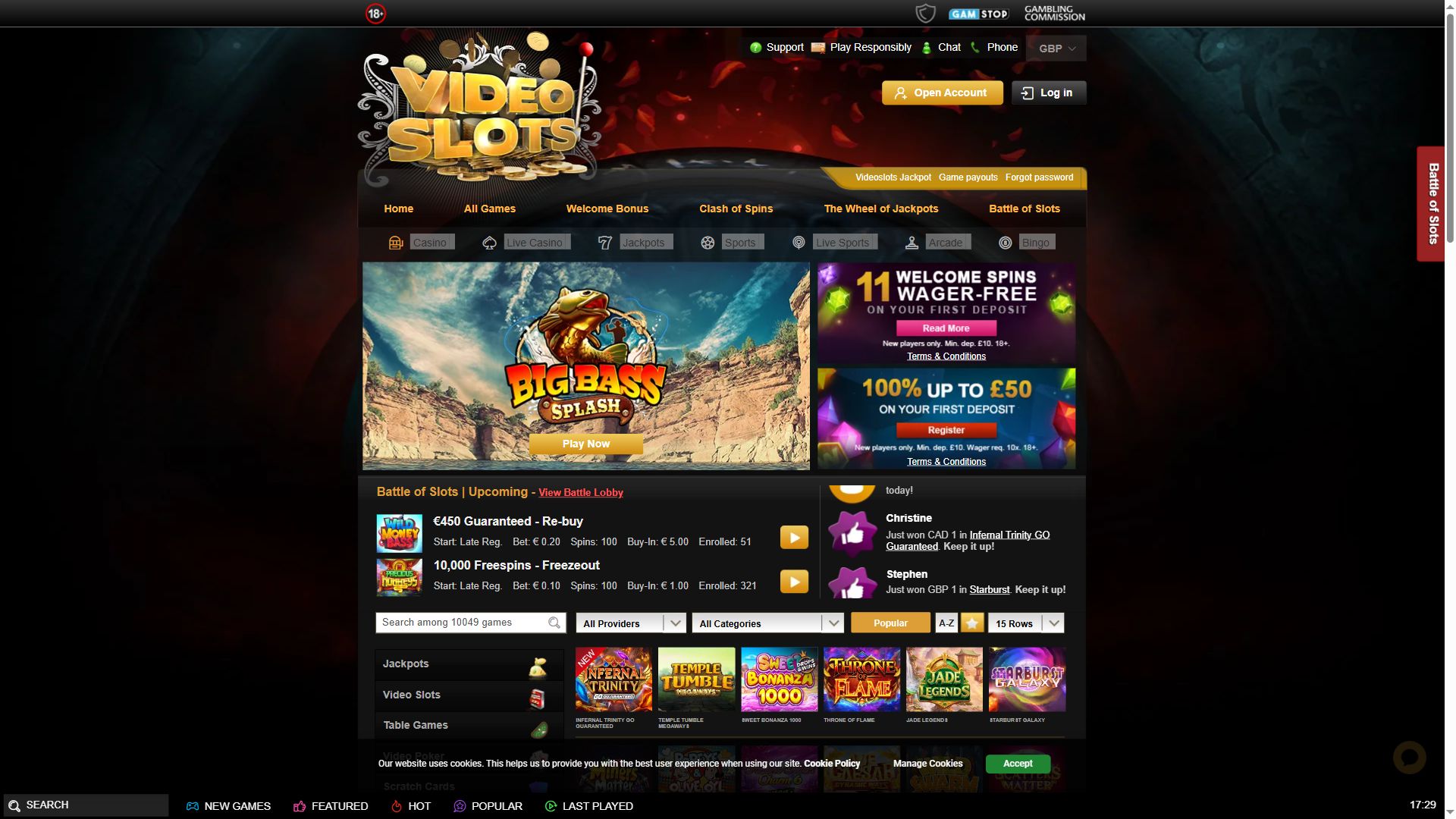 Videoslots — Homepage (Desktop)