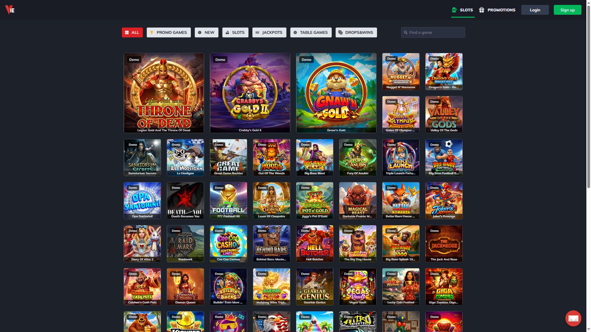 Vie.Bet — Lobby (Desktop)