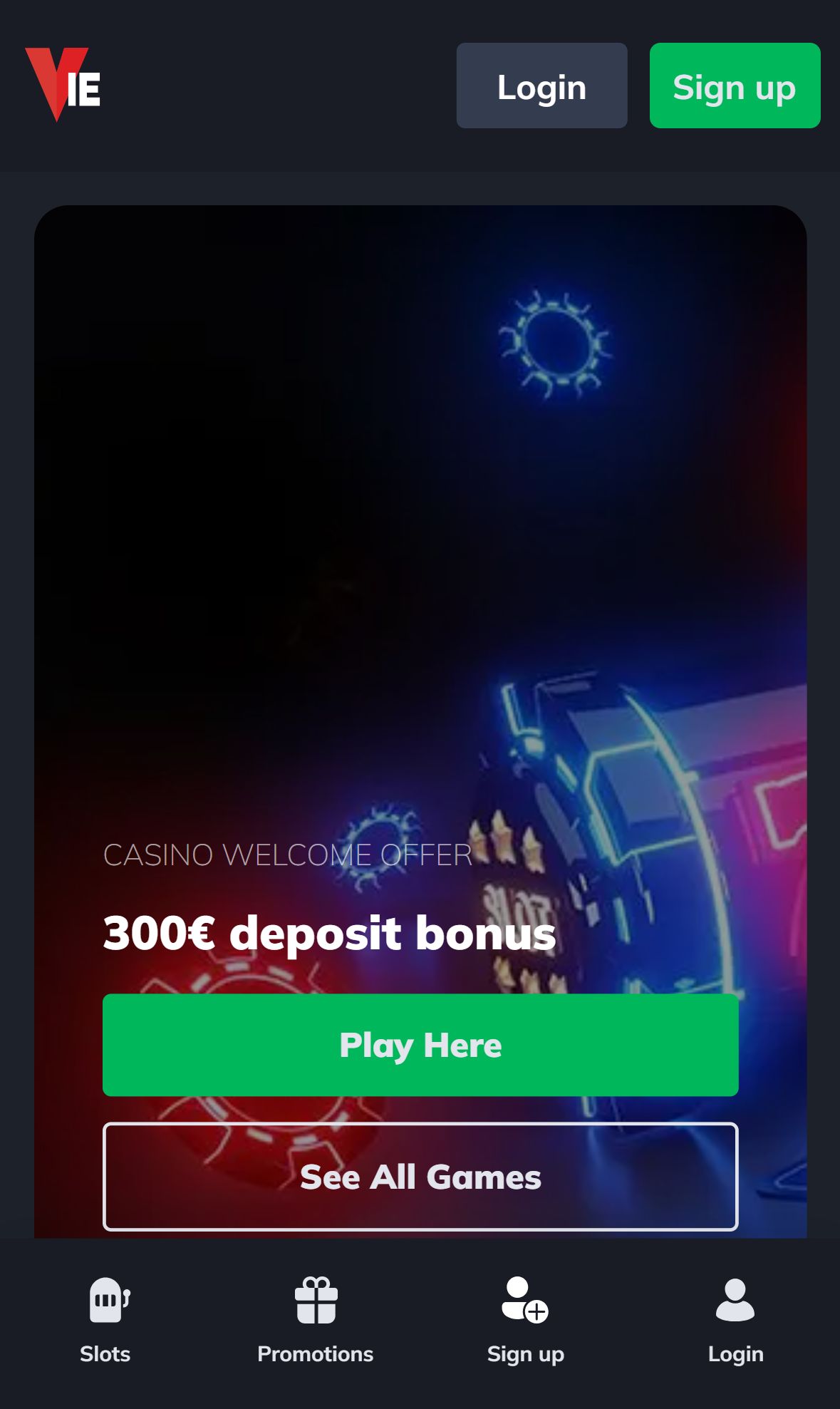 Vie.Bet — Homepage (Mobile)