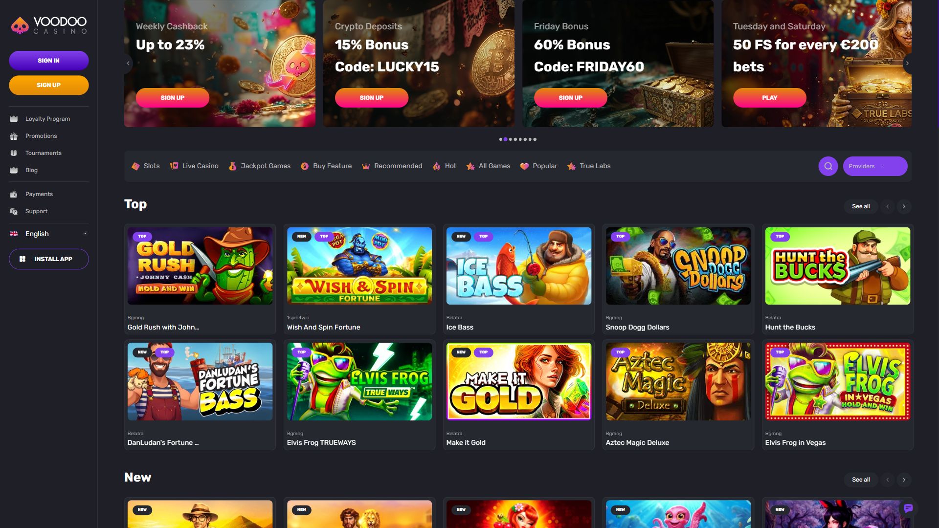 Voodoo — Homepage (Desktop)
