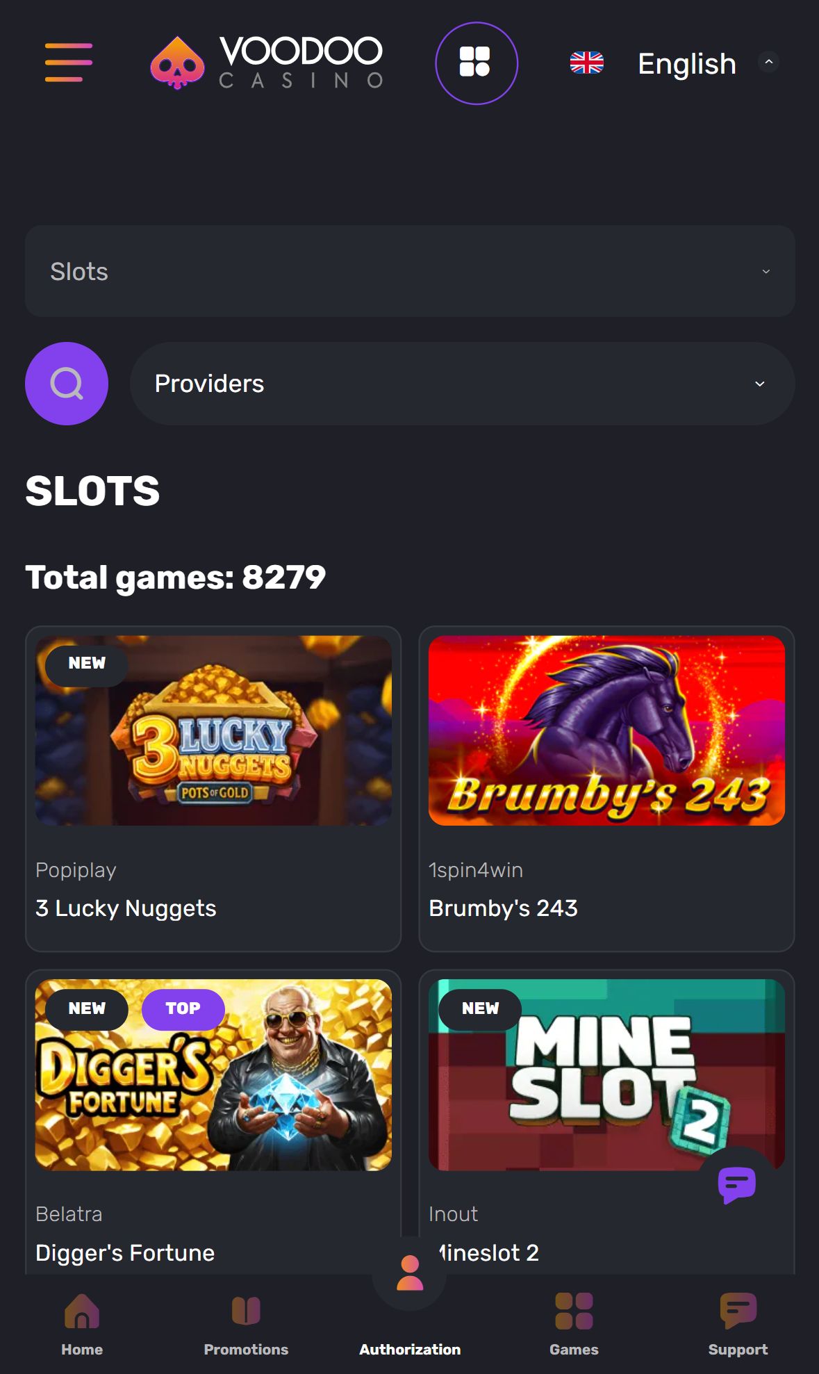 Voodoo — Lobby (Mobile)