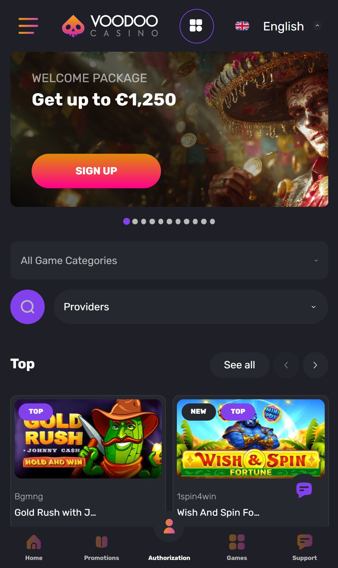 Voodoo — Homepage (Mobile)