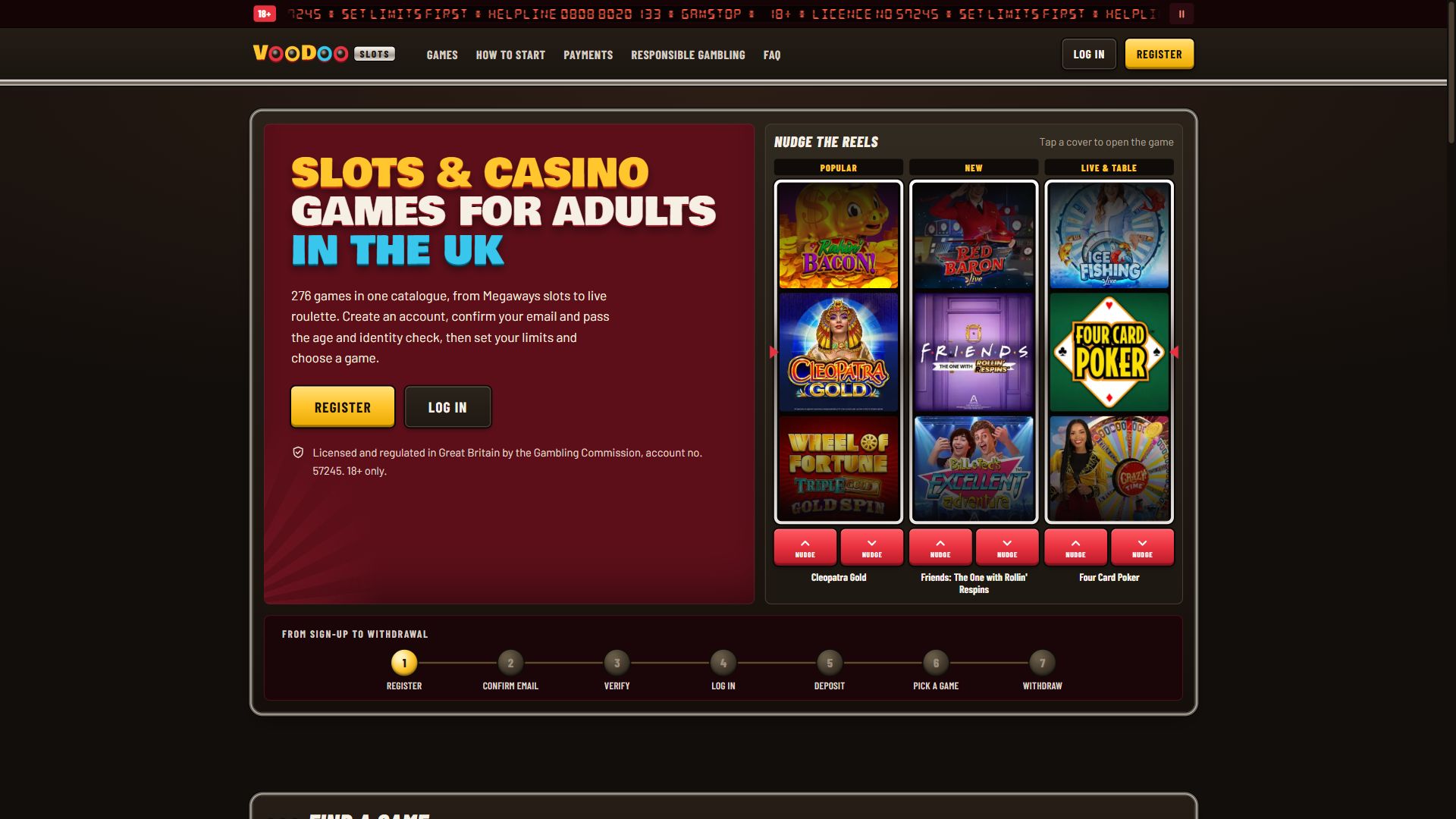 Voodo Slots — Homepage (Desktop)