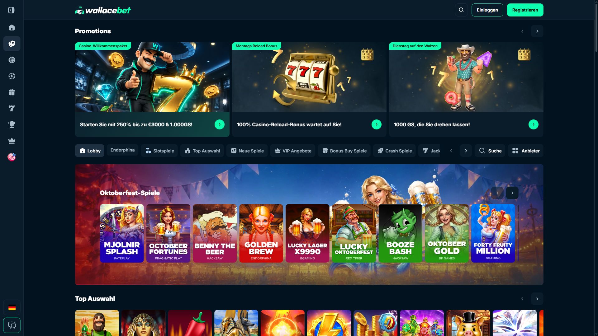 Wallacebet — Lobby (Desktop)