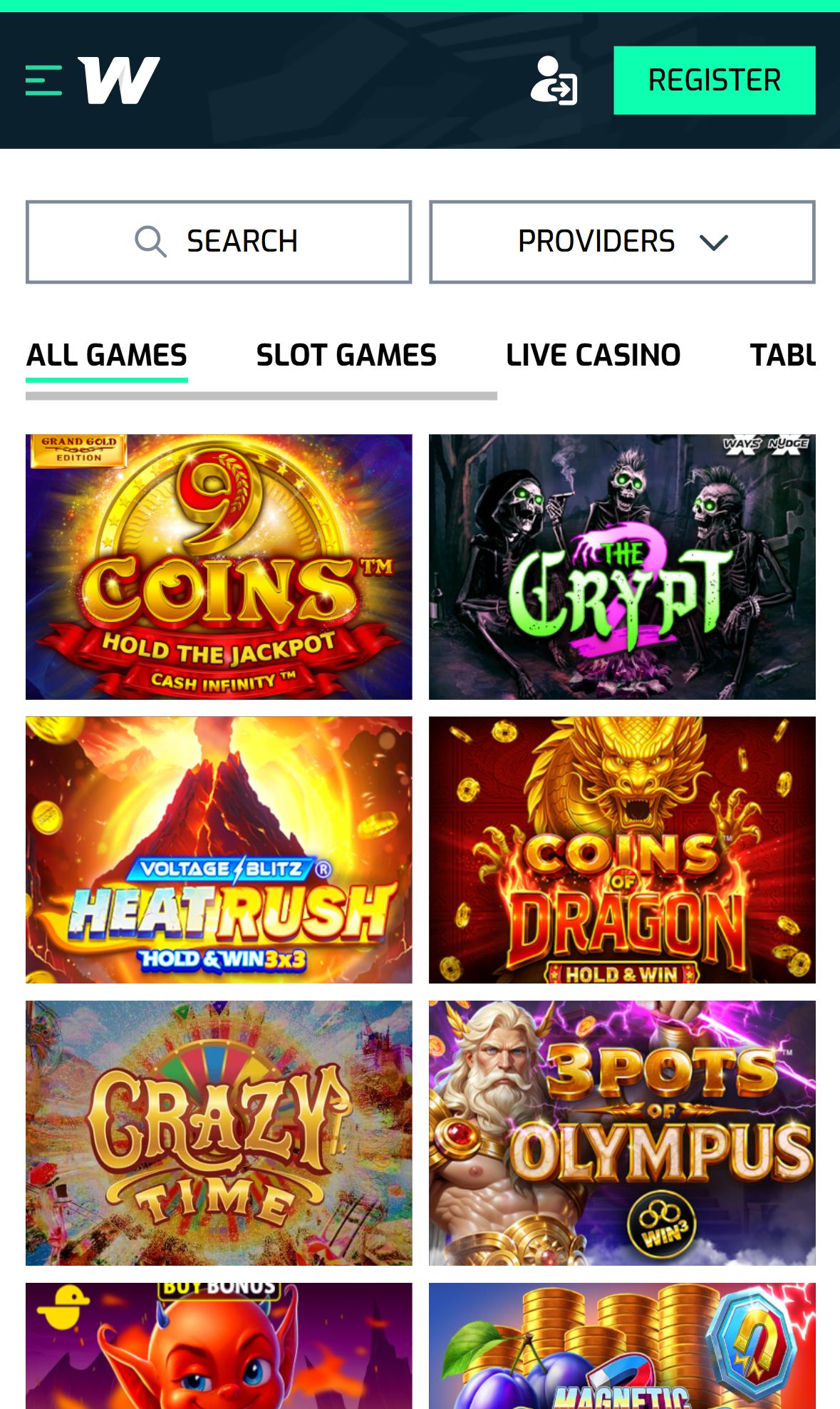 Wallacebet — Lobby (Mobile)