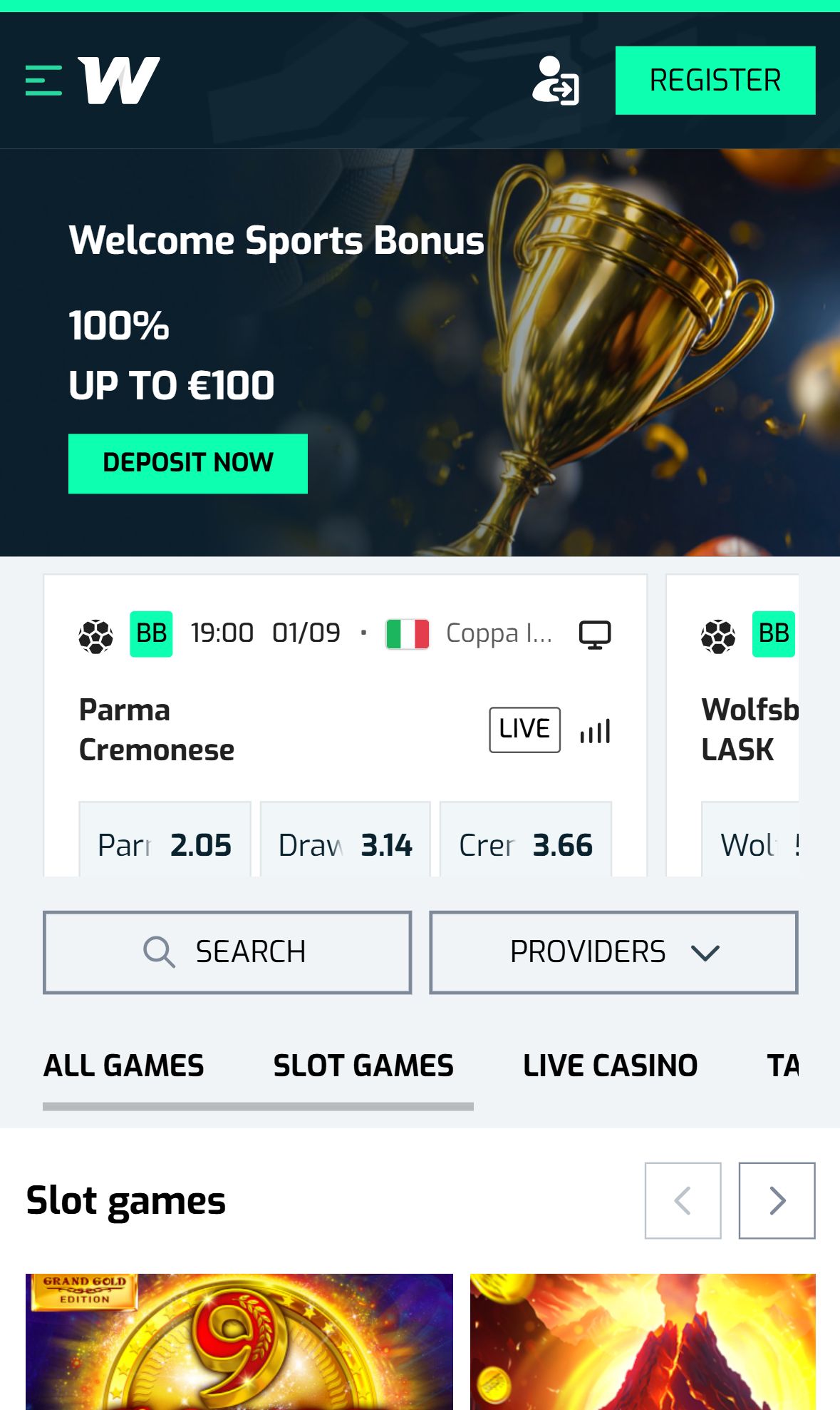 Wallacebet — Homepage (Mobile)