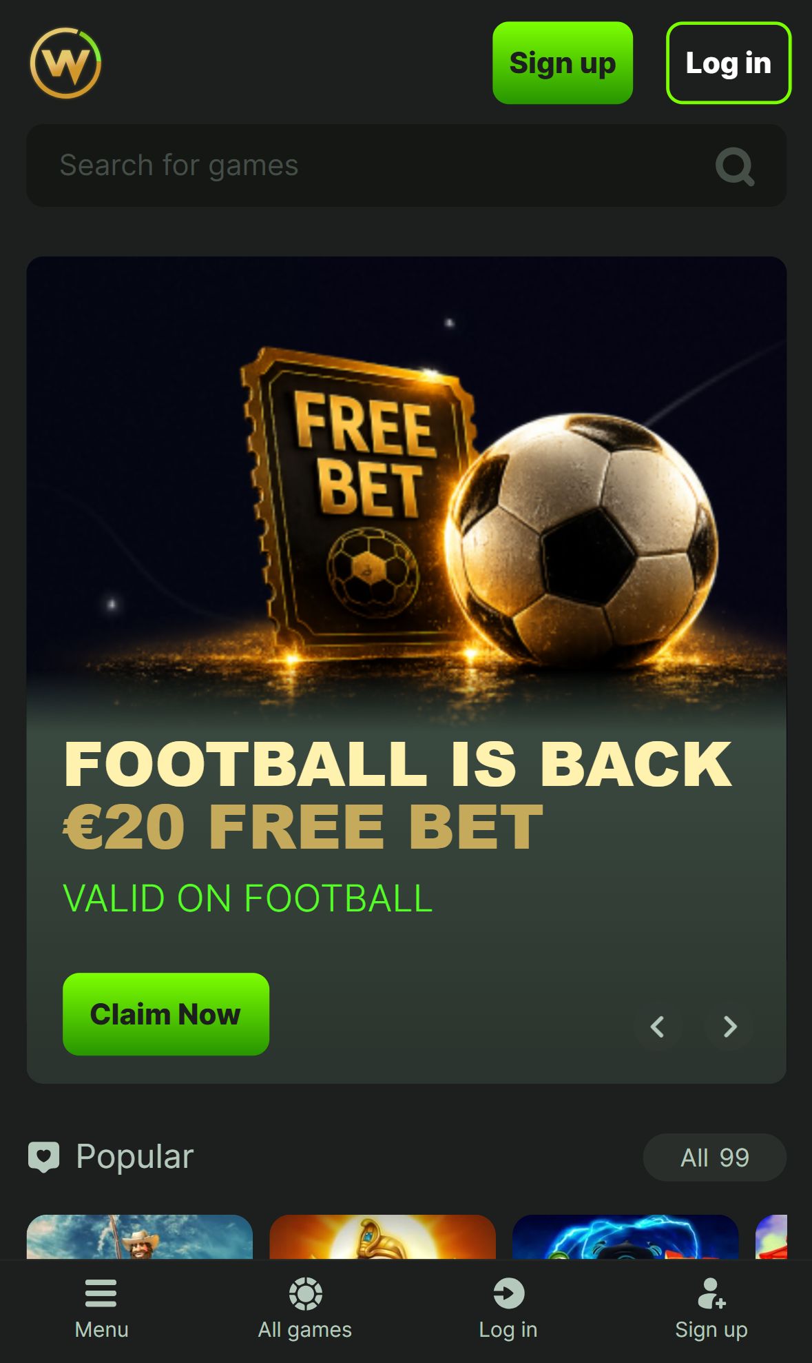 Weltbet — Homepage (Mobile)